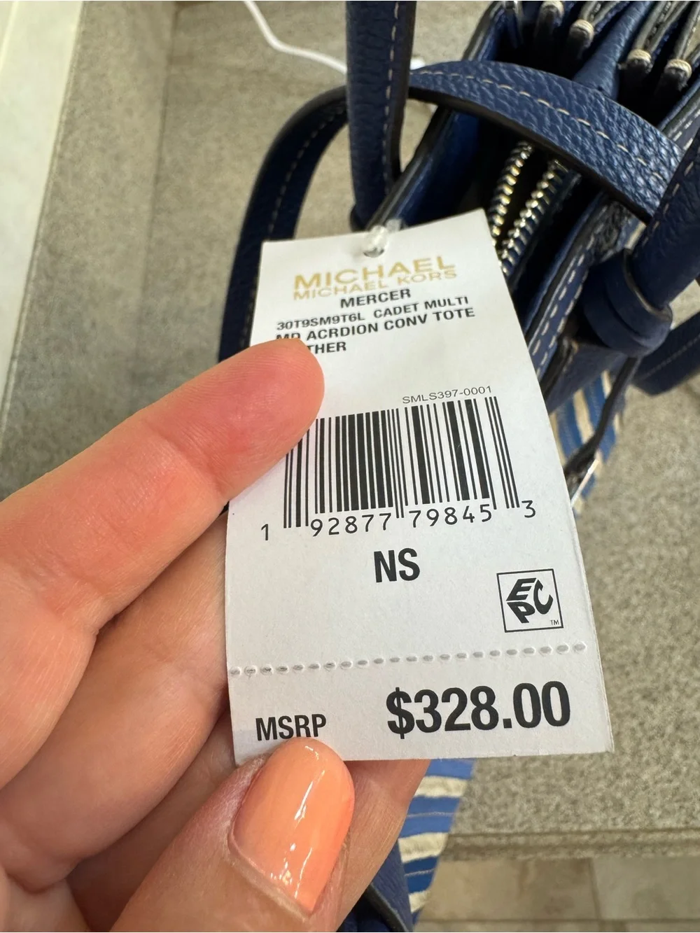 Michael Kors Blue and White Striped tote bag